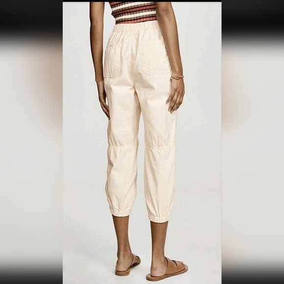 NWT FREE PEOPLE Capri Cadet Pull On Pant Size S 100% Cotton Color Ivory Relaxed - Picture 14 of 15